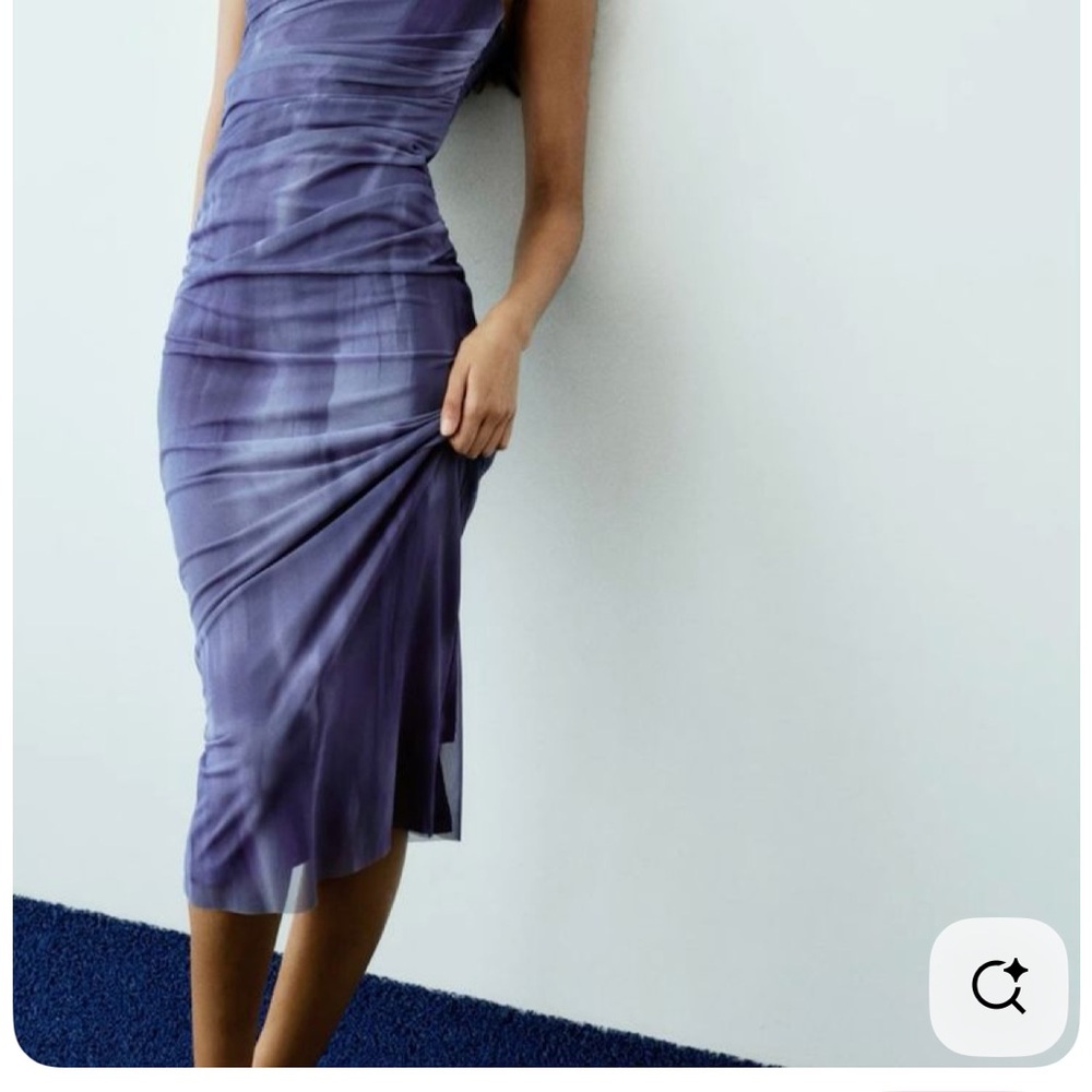 Zara Purple One Shoulder Sheath Midi Dress